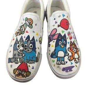 Bluey Hand Drawn Big Girls Size 4 Slip On Shoes
